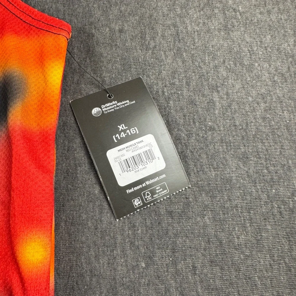 Athletic Works Boys XL 14-16 Active Shirt Tank Set Blue Tie Dye Red Mesh Camo